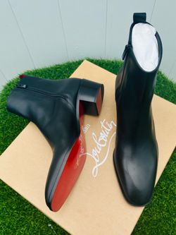 CHRISTIAN LOUBOUTIN ZIGGISSIMO FOREVER BLACK LEATHER ANKLE BOOTS ZIPPER SZ 42.5