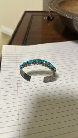 VTG Hoskie Jim Navajo Turquoise Sterling Silver Cuff Bracelet
