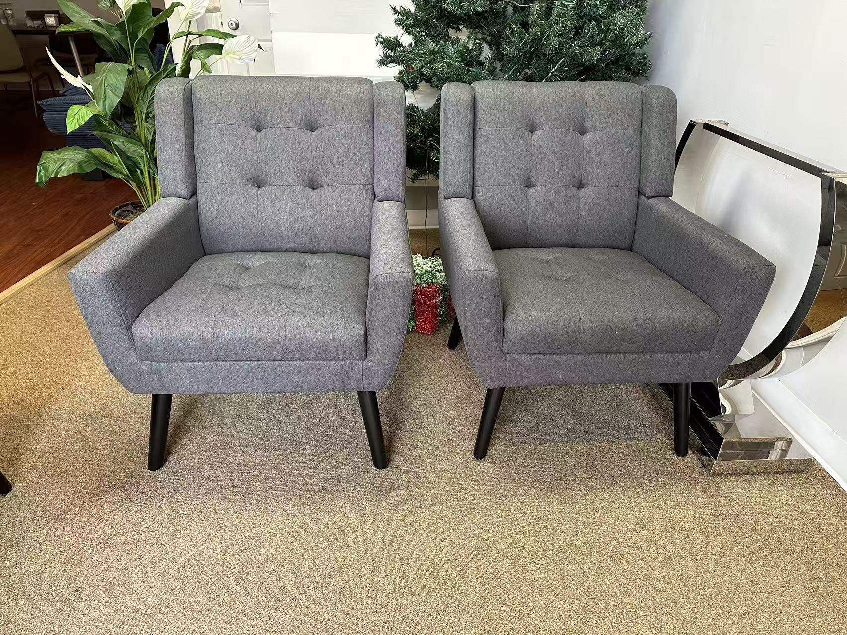 Brand new Accent Chair with Arm for Living Room, Tufted Upholstered Reading Chairs Modern Comfy Armchair Single Sofa with Solid Wood Legs for Bedroom