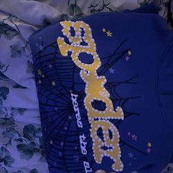 Marine Blue Sp5der Hoodie Size L 