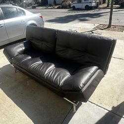 Faux Leather Convertible Futon Sofa 