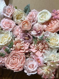 Artificial Silk Flower Mix Blush ivory off white Pink Assortment
