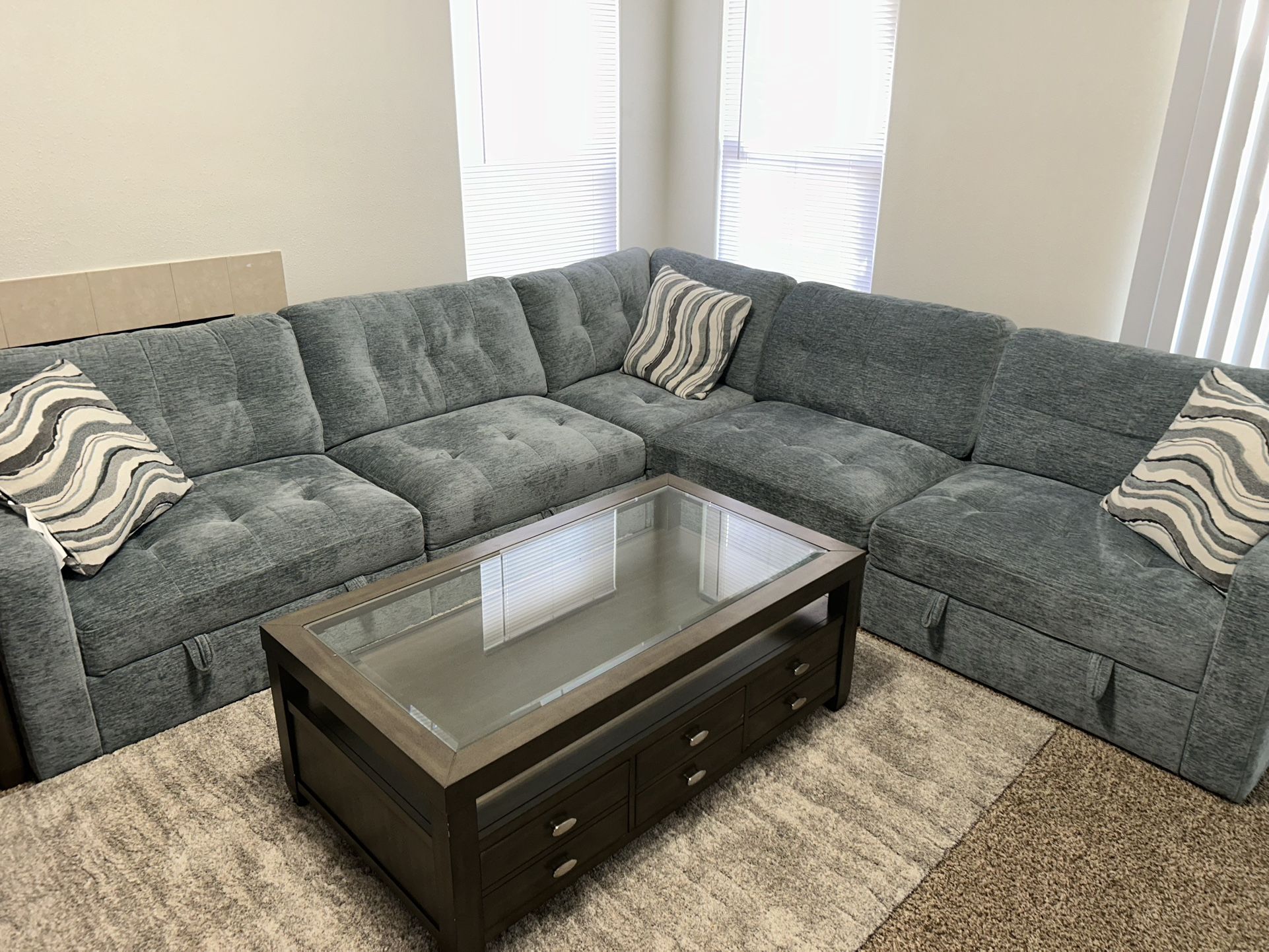 Sofa With Coffee Table and Side Table