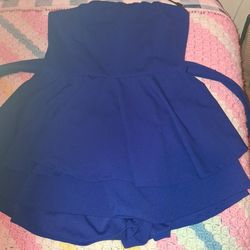 Women's scort dress strapless large blue