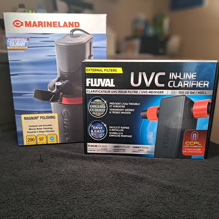 UV IN-LINE FILTER & MAGNUM WATER POLISHER INTERNAL CANISTER FILTER COMBO BRAND NEW