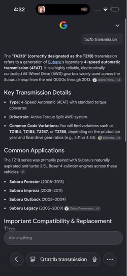 For speed, Subaru transmission