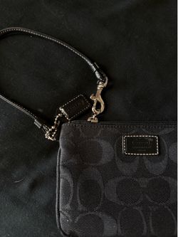 Authentic Coach Signature Black Canvas Wristlet