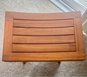 Solid teak slated bench for shower