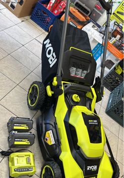 Rypbi 21 inch self propelled lawnmower with 2 6.0 amp battery and charger