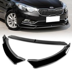 For 2014-2016 Kia Forte EX LX SX Painted Black Front Bumper Splitter Spoiler Lip -(2-PU-442-PBK