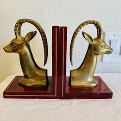 vintage brass gazelle bookends mid century modern