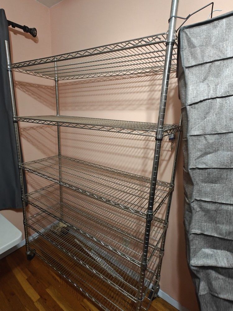 6 Tier Steel Shelf With Wheels And Organizer