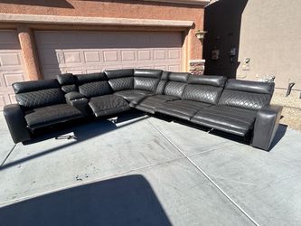 7-piece faux leather gray sectional