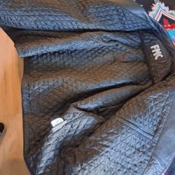 Leather motor cycle jacket i dont ride so im selling this was given to me but not needed in great condition all zippers work for a large man