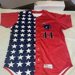 Clearwater Threshers Game Used Jersey Wilson Stars & Stripes #44 Red Clean 48
