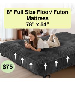 8" Full Size Floor/ Futon Mattress 78" x 54"