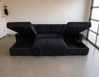 Oversized Black Sofa Sleeper Sectional Couch w/ Storage – $10 Down