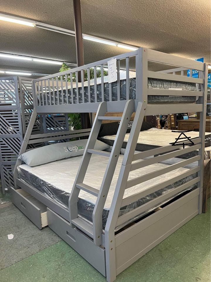 Jason Gray Finish Twin/Full Bunk Bed$10 Down Payment And Financing Available