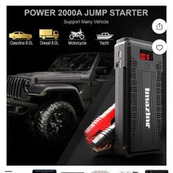 Imazing Portable Car Jump Starter - 2500A Peak 20000mAH (Up to 8L Gas or 8L Diesel Engine) 12V Auto Battery Booster Portable Power Pack with LCD Displ