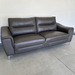 Brown Leather Couch 