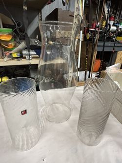Vintage Glass Hurricane Lamp Chimney/Set Of 3/1950’s