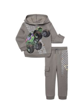 Brand New Monster Jam Grave Digger Hoodie And Pants Set