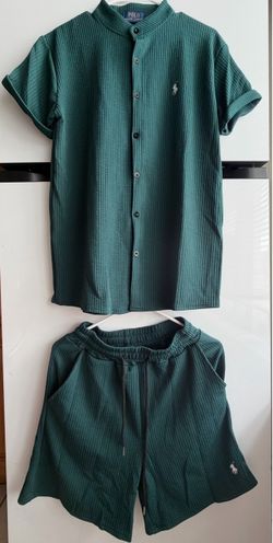 Men’s Polo Green Shirt and Shorts Set Size M New