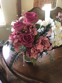 Two silk flower arrangements