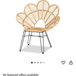 Baxton Studio Garan Modern Bohemian Natural Brown Rattan and Black Metal Accent Chair