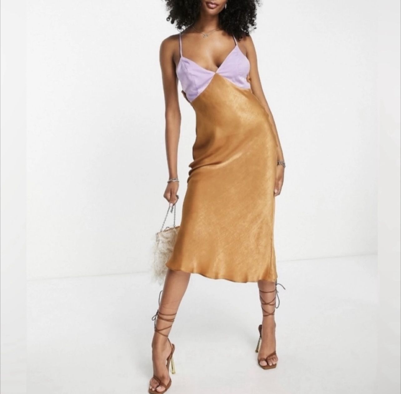 ASOS Maxi Gold and Lilac Color Dress