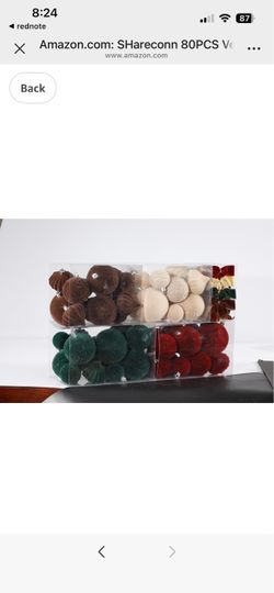 The velvet Christmas ornaments set has 56 Christmas balls and 24 Bow decorations.