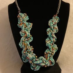 18-24”bead braided Necklace With Silver Chain Extension 