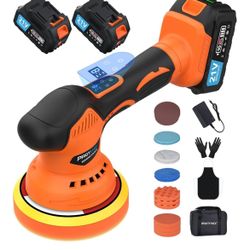 Pulidora inalámbrica para automóvil, kit de pulido de automóvil con baterías de 21 V, 2 x 4.0 Ah, búferes excéntricos orbitales con 8 velocidades vari