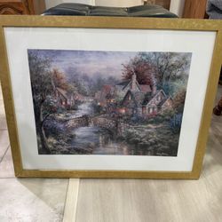 Signed Framed Cottage Art