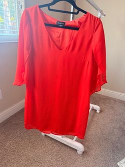 Bebe Red V-Neck Flowy Dress