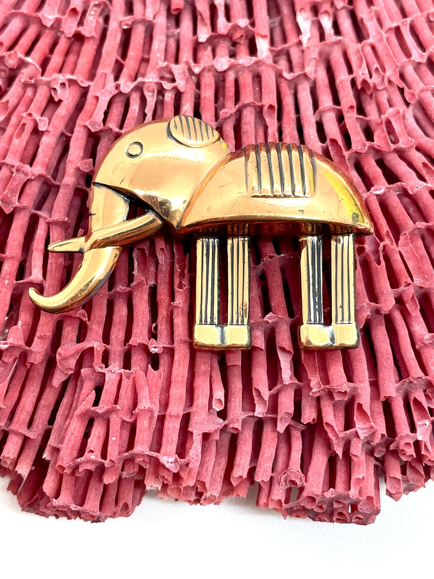 Vintage Circa 1940s Copper Elephant Brooch