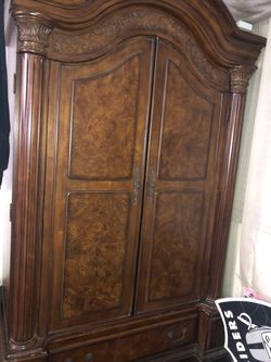 Collezione Europa Large Ornate Wood Armoire / Entertainment Center