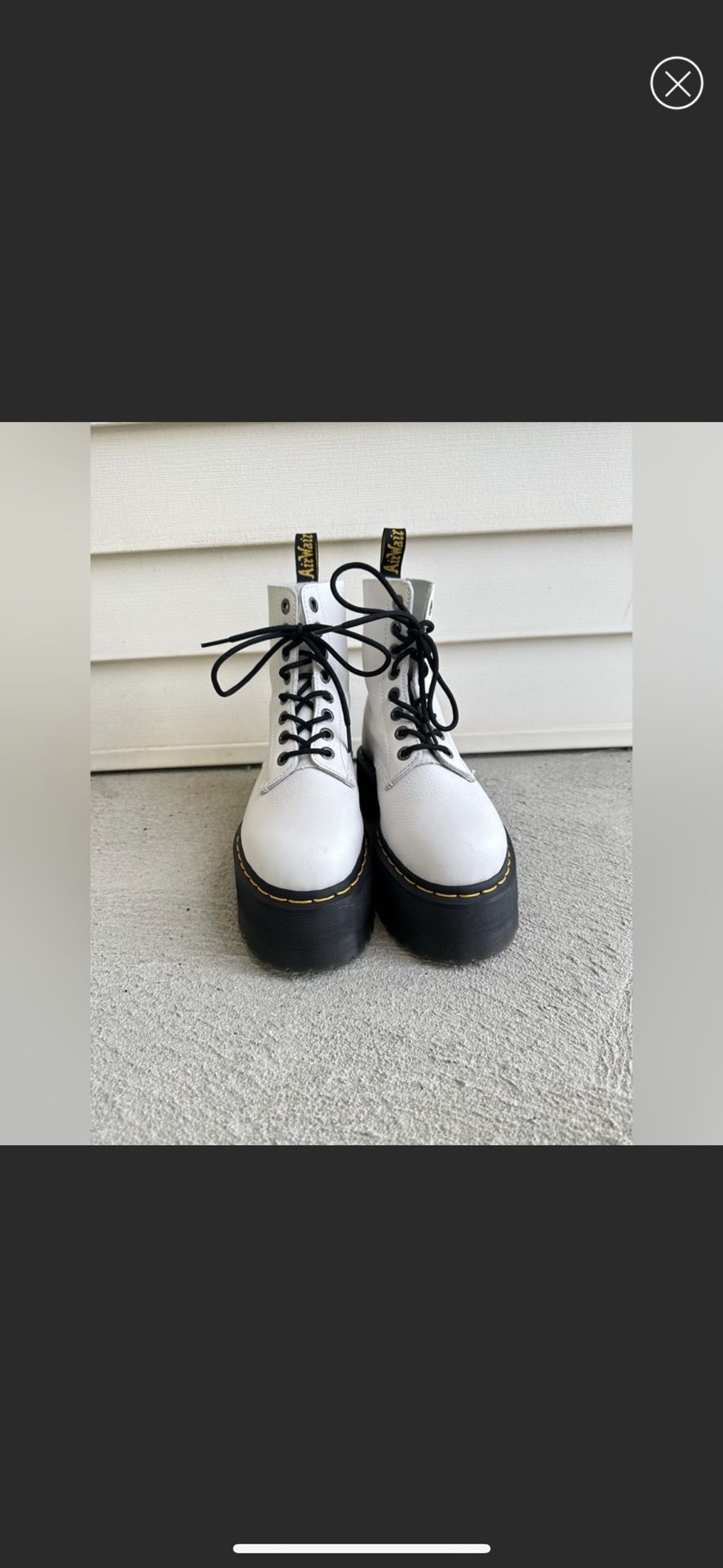 White Leather Platform Dr Marten Boots