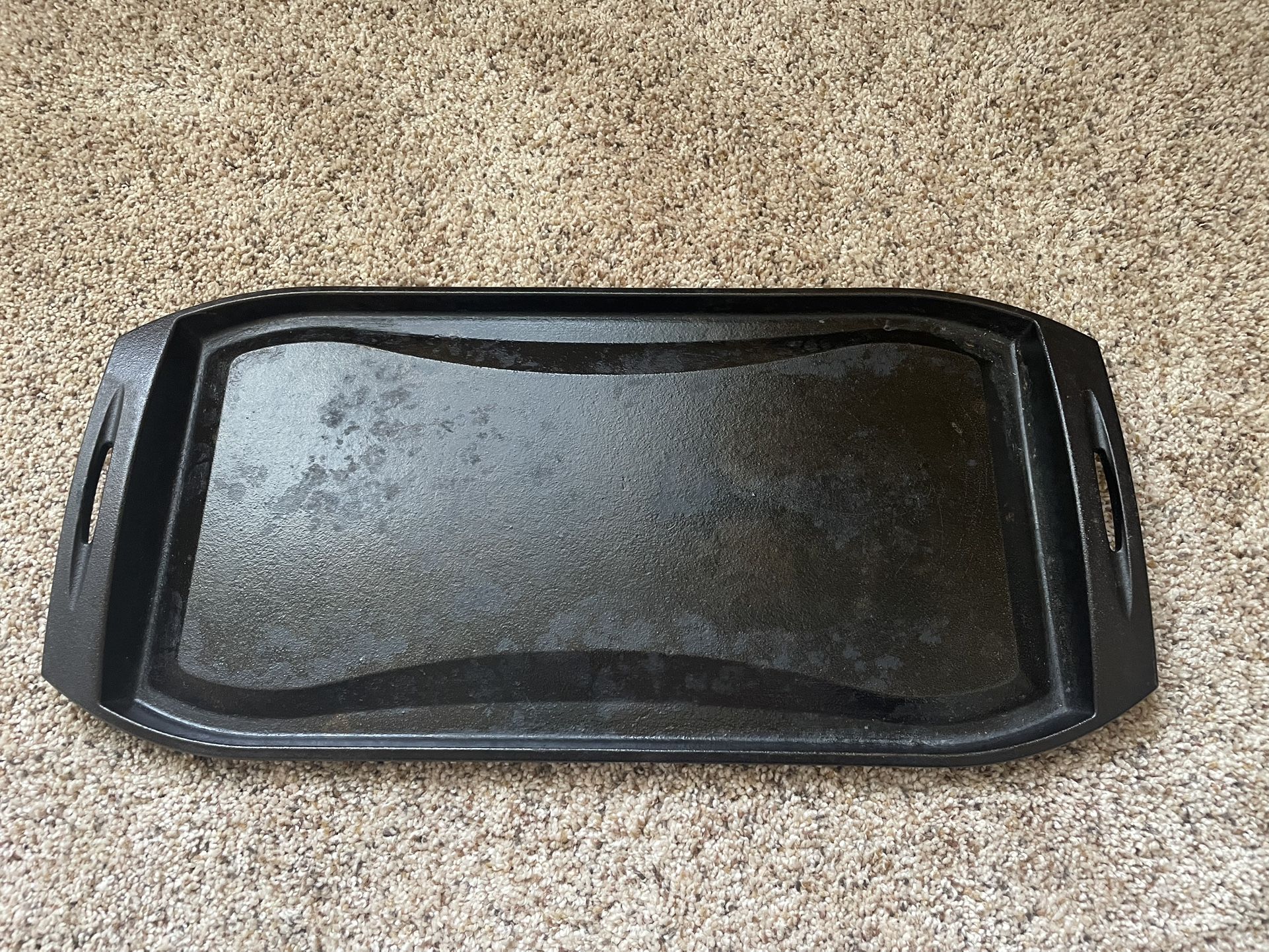 LODGE cast Iron 20" Griddle Grill Skillet frying rectangle rectangular pan shape