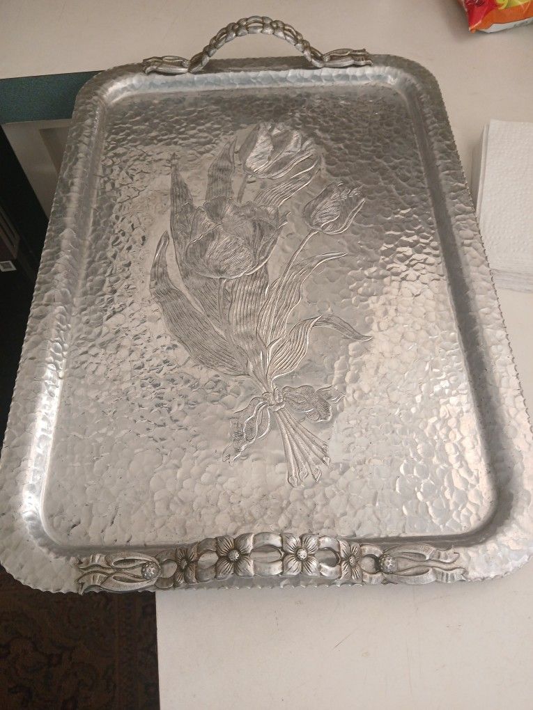 Vintage Hammered Aluminum Tray