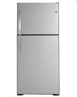 GE 30-inch top-freezer refrigerator has a 19.2 cubic foot capacity and features a stainless