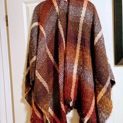 Poncho, Sweater, Plaid