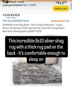 8 X 10 Thick Silver Shag Rug