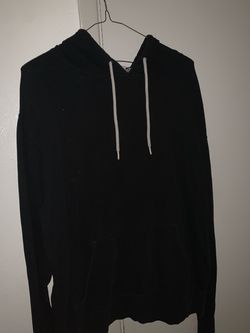 Black Pullover sweater jacket Hoodie with White Drawstrings H&M