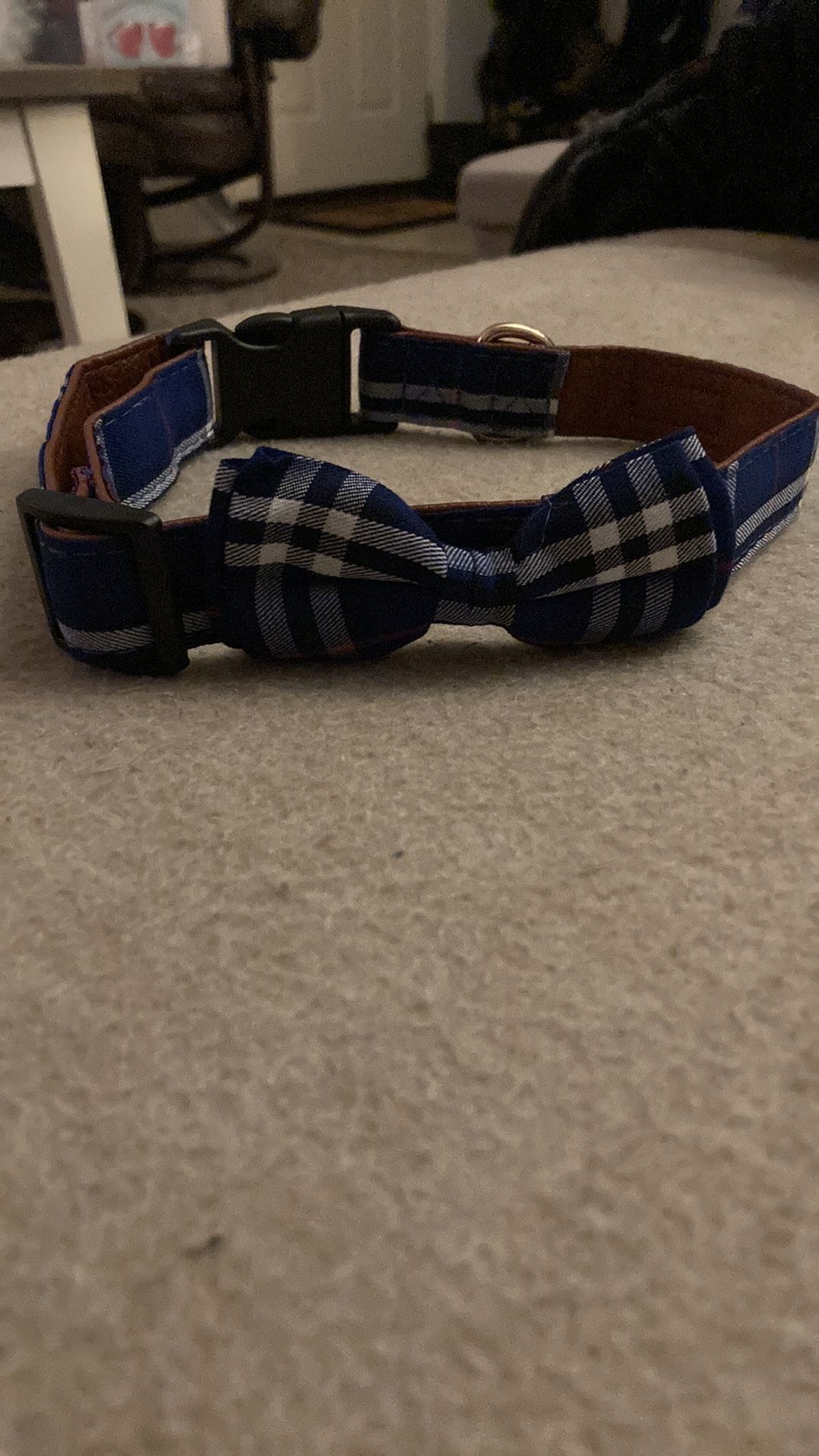 Blue, White, & Red Plaid Pet Collar