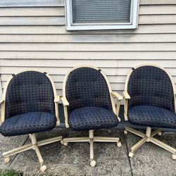 3 Cushioned Rolly Chairs 