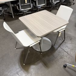 Steelcase 30”X 30” Square Gray Laminate Table with Steel silver base