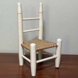 Vintage Shaker Ladder Back Woven Seat Doll Wooden Chair Plant Stand Decor