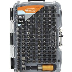 Tactix 117-Piece Master 1/4 Inch Cr-V Bits Set - Complete Kit for Daily Needs, Perfect for DIY and Professionals, Ideal for Home Repairs, Maintenance 
