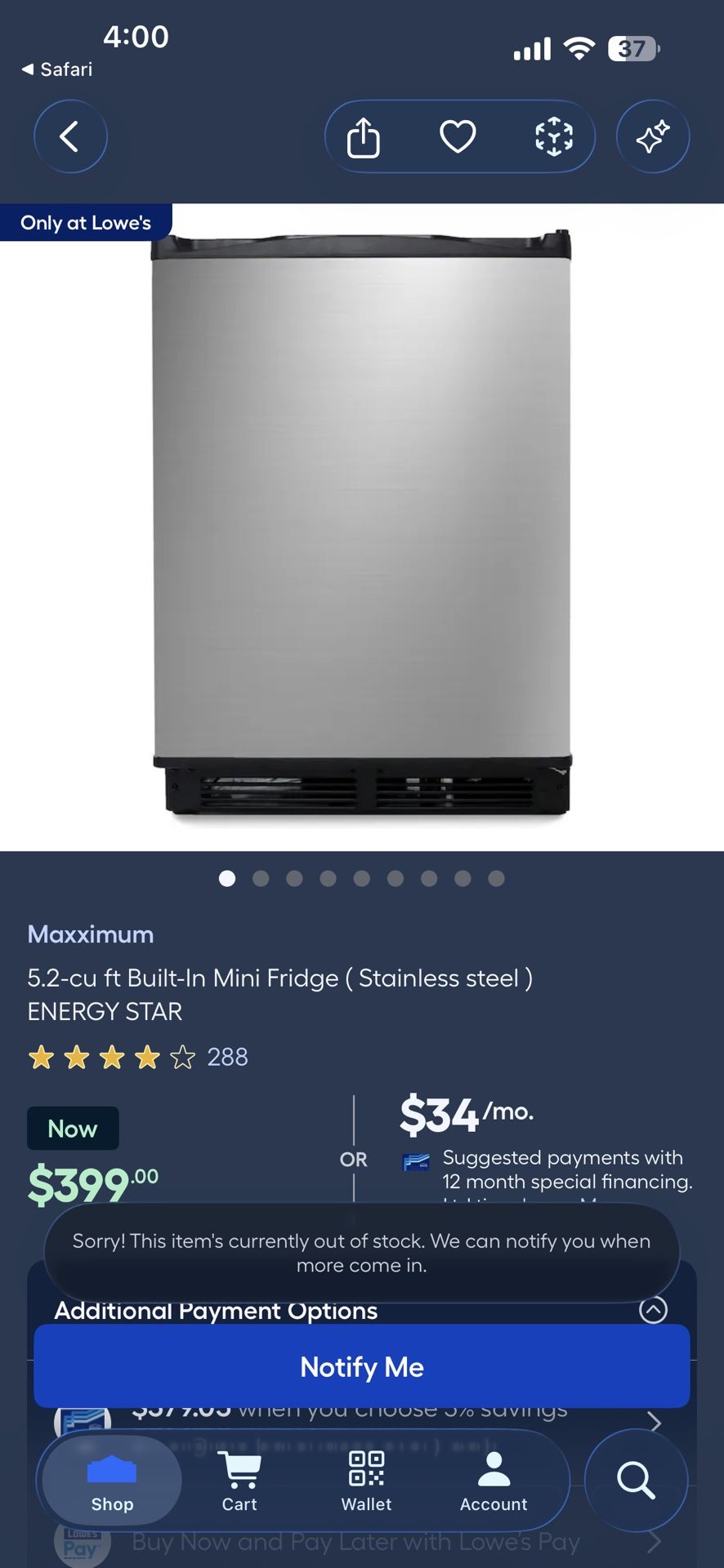 Mini Fridge 5.2 cu ft